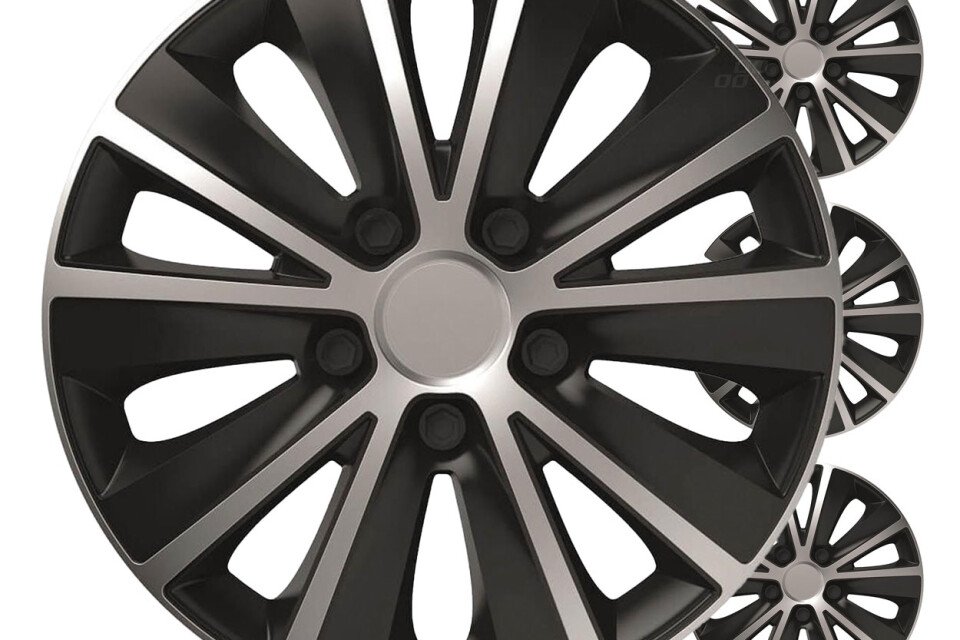 Poklopac glavčine automobila 4 kom. Rapide crni srebrni set 14" inča COLOR BOKS