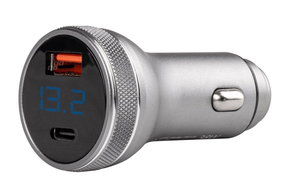 Autonabíječka s voltmetrem 38W PCH PRO-06 USB+USB-C 12/24V