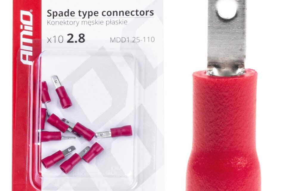 Szigetelt apa lapos csatlakozók 2,8 mm 0,5-1,5 mm2 10 A 10 db