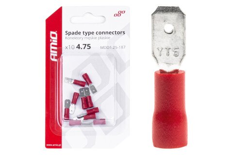 Szigetelt apa lapos csatlakozók 4,75 mm 0,5-1,5 mm2 10 A 10 db