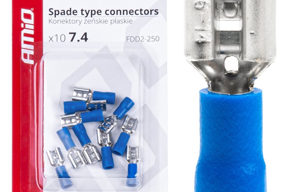 Connettori piatti femmina isolati 7,4 mm 1,5-2,5 mm2 15 A 10 pezzi