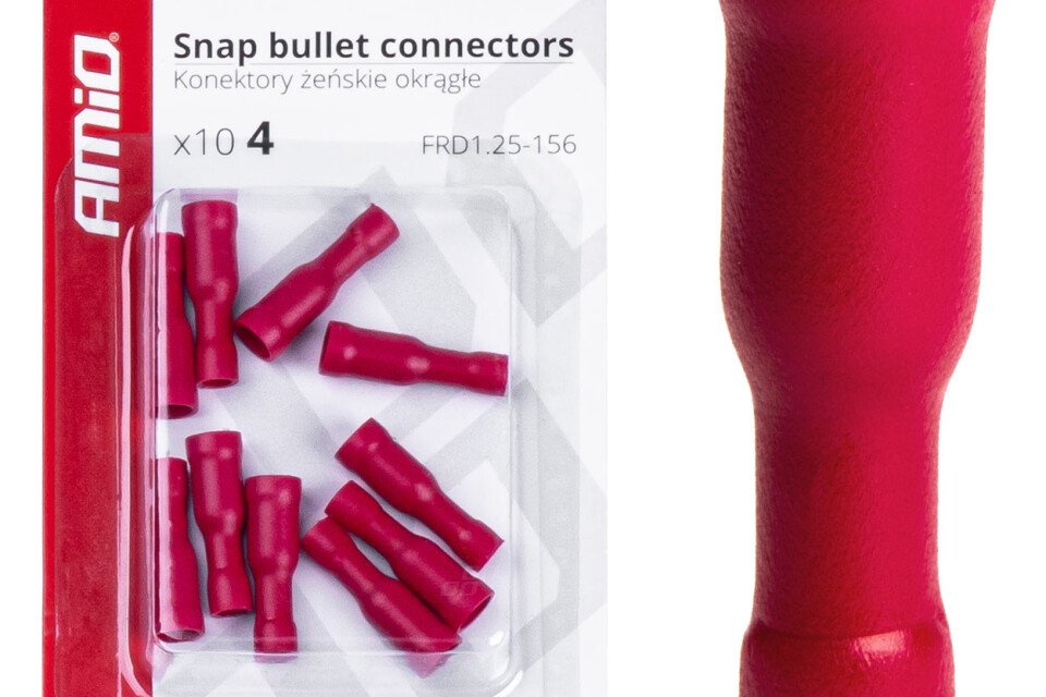 Izolirani ženski okrugli cilindrični konektori 4mm 0,5-1,5mm2 10A 10kom