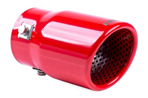 AMIO-03168 Tłumik ze stali nierdzewnej, czerwona końcówka