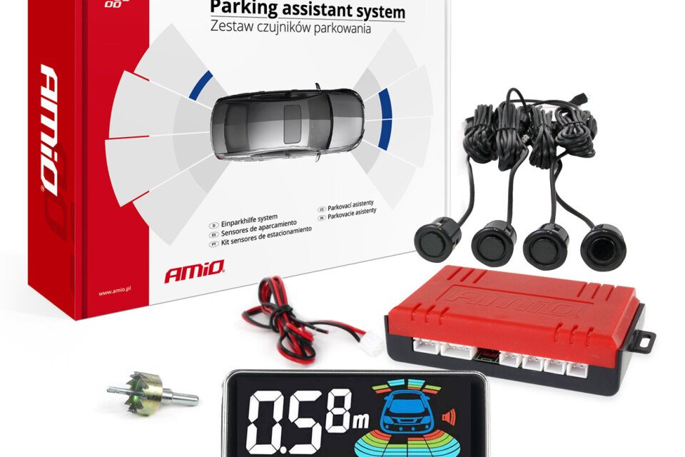 Parking senzori za vožnju unazad crni LED 3D GOLD 18mm AMIO-03186