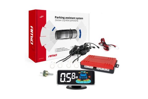 Cúvacie parkovacie senzory biela LED 3D AMIO-03188