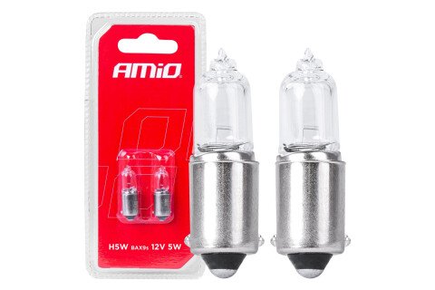 Żarówki halogenowe H5W 12V 5W BAX9S białe 2 szt. Blister AMIO-03354