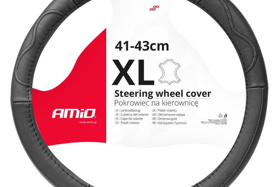 Δερμάτινο κάλυμμα τιμονιού XL 41-43cm SWC-49-XL AMIO-03553