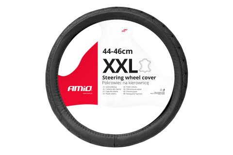 Pikowana skórzana osłona kierownicy XXL 44-46cm SWC-51-XXL AMIO-03564