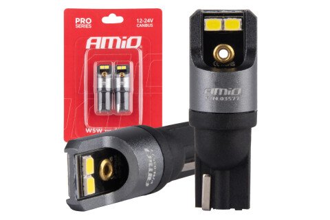 CANBUS PRO T10 W5W becuri LED 4x2016 SMD alb 12V 24V AMIO-03577