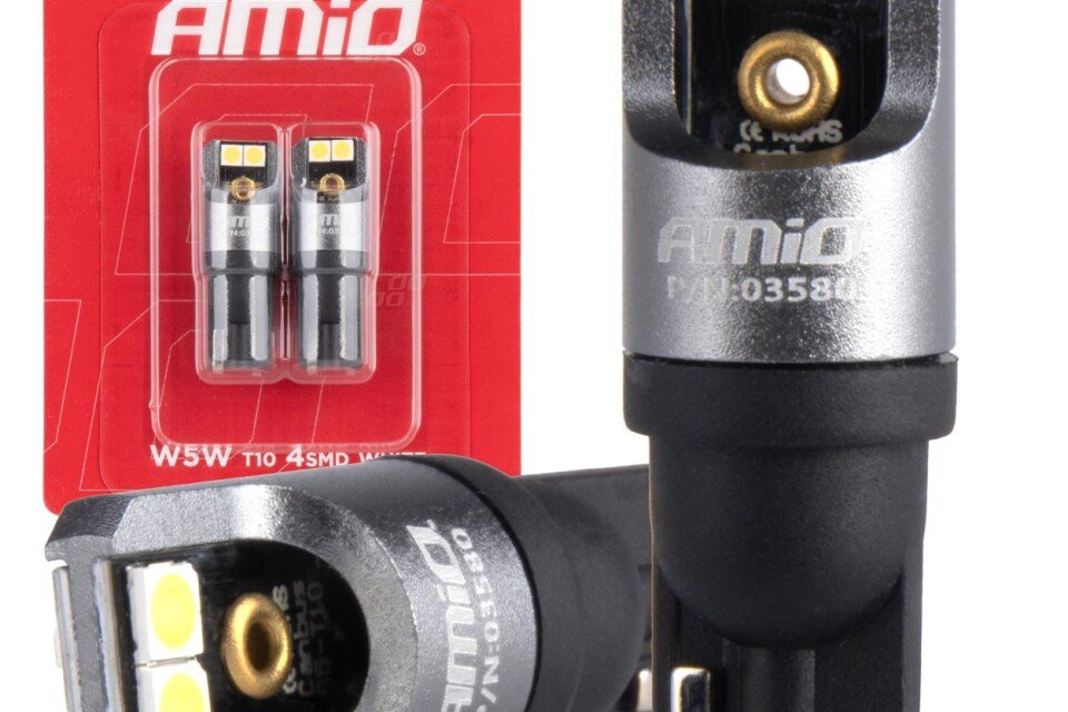 FULL CANBUS PRO T10 W5W LED крушки 4x3030 SMD бели 12V 24V AMIO-03580