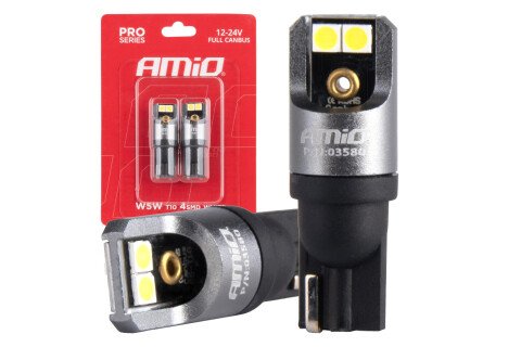 FULL CANBUS PRO T10 W5W LED крушки 4x3030 SMD бели 12V 24V AMIO-03580