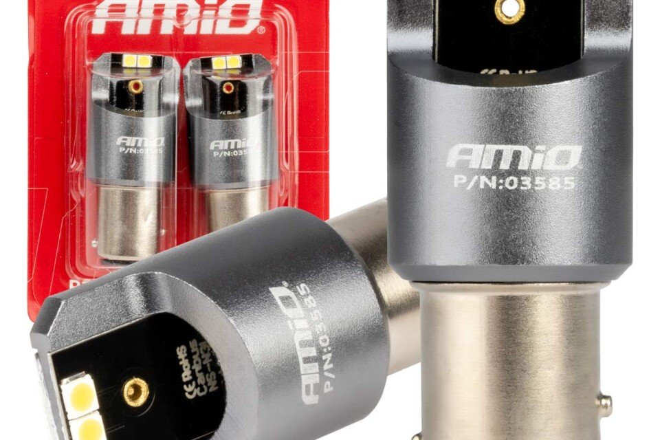 Becuri LED CANBUS seria PRO BAY15D P21/5W 4x3030 SMD Alb 12V 24V AMIO-03585