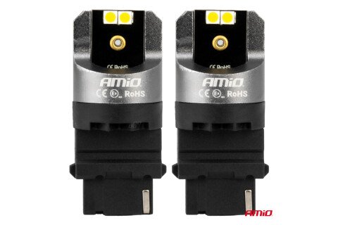 Żarówki LED serii CANBUS PRO 3156 P27W 4x3030 SMD Białe 12/24V AMIO-03587