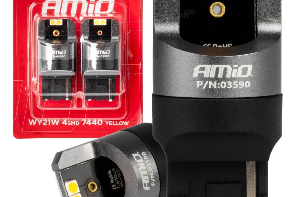 CANBUS PRO WY21W LED крушки 4x3030 SMD оранжеви 12V 24V AMIO-03590