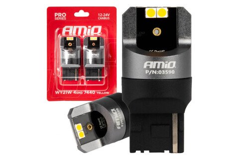 CANBUS PRO WY21W LED крушки 4x3030 SMD оранжеви 12V 24V AMIO-03590