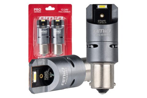 FULL CANBUS PRO BA15S P21W LED žárovky 2x1860SMD bílá 12V 24V AMIO-03603