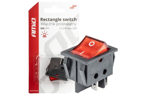 Pravokotno rdeče stikalo 12V / 230V (z osvetlitvijo) BU02