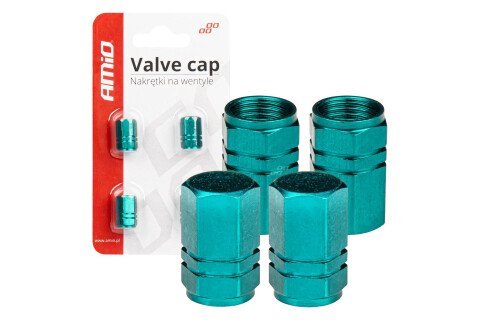 Aluminijumske kapice za ventile, zelene kapice, 4 kom AMIO-03632