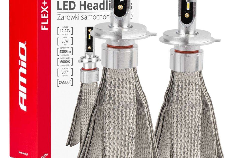 AMiO FLEX+ H4 canbus LED auto žarulje 6000K 12V 24V AMIO-03657