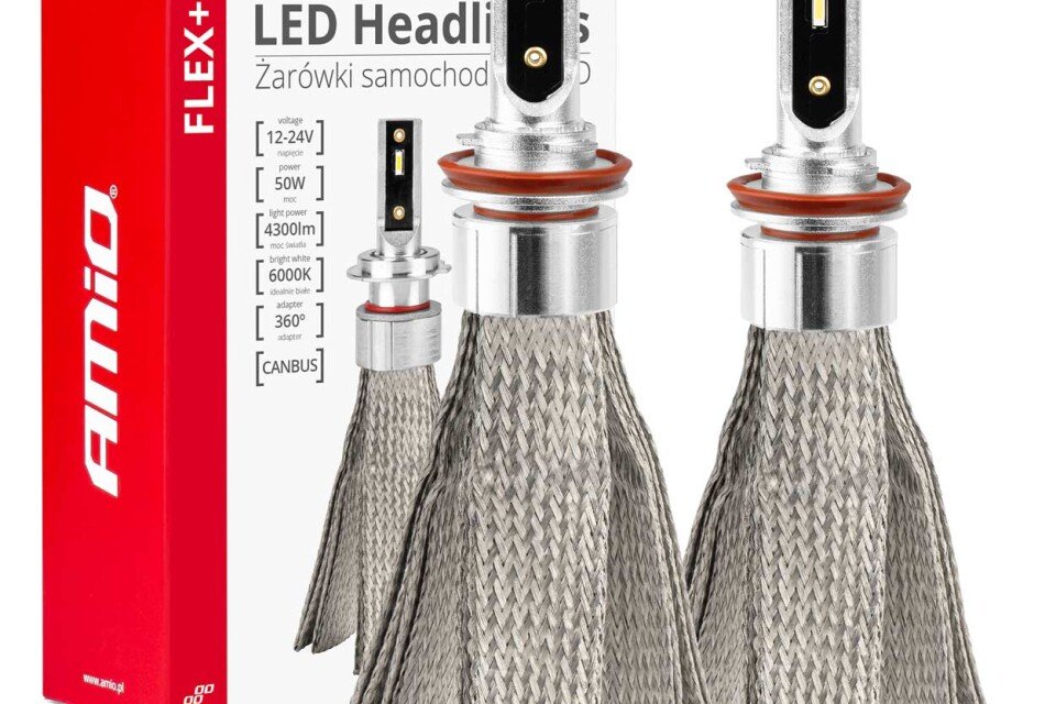 LED auto žarulje FLEX+ H8 H9 H11 12v 24v 6000k canbus AMIO-03663