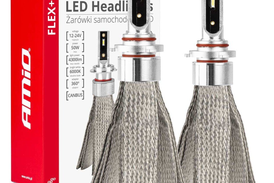 FLEX+ HB3 LED avto žarnice 12v 24v 6000k AMIO-03664