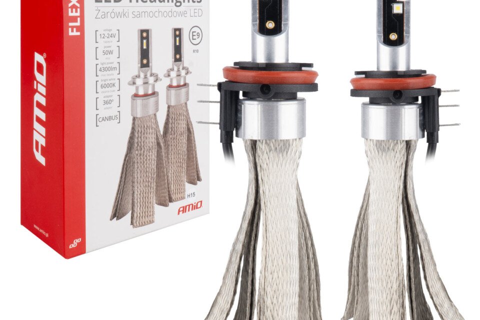 Becuri auto LED seria FLEX+ H15 6000K 12V 24V Canbus AMIO-03666
