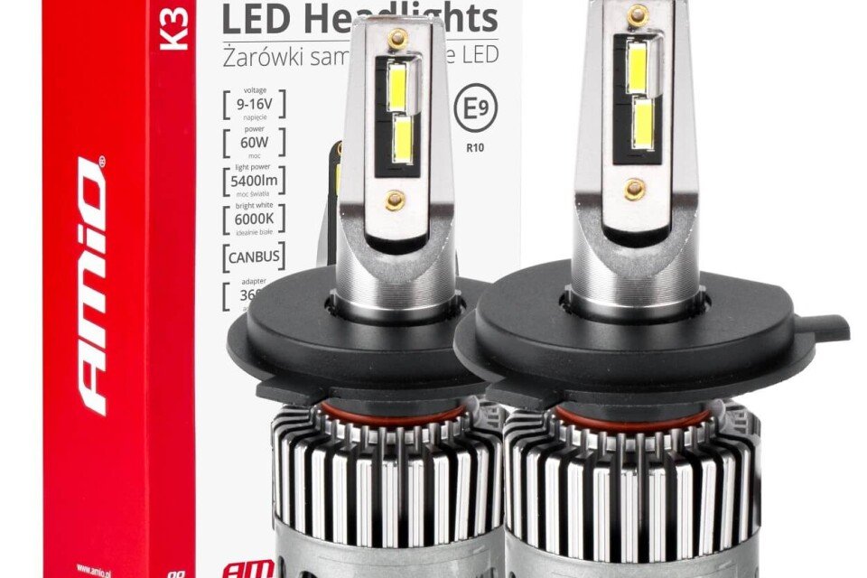 LED autó izzók K3 H4 sorozat 12v 6000k canbus AMIO-03682