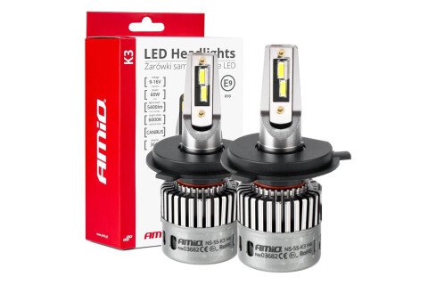LED autó izzók K3 H4 sorozat 12v 6000k canbus AMIO-03682