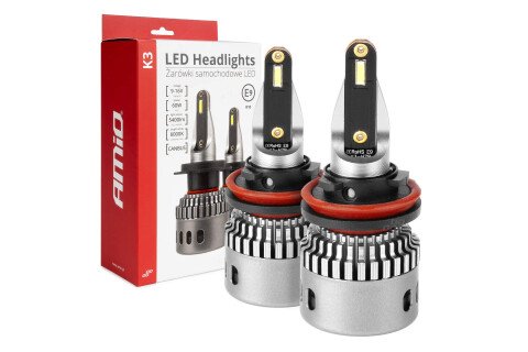 LED avto žarnice K3 H8 H9 H11 serije 12V 6000k canbus AMIO-03686