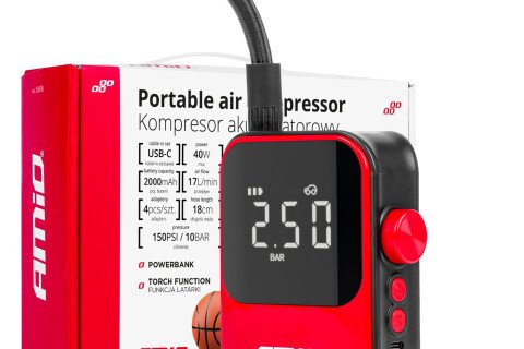 Autokompresor bezdrôtová elektrická pumpa na bicykel powerbanka 40W ACOMP-20 AMIO-03690