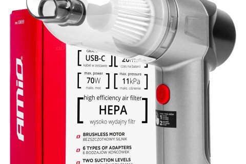 Aspirapolvere per auto senza spazzole HEPA wireless 70W 4000mAh AMIO-03693