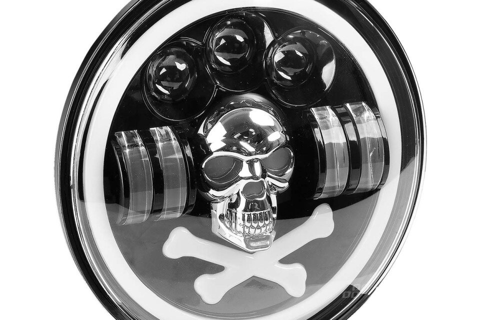 Működő LED lámpa SKULL, kiegészítő dekoratív koponya AMIO-03695
