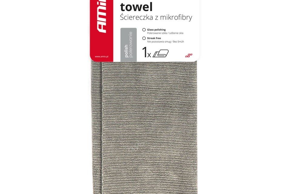 Bezestopové mikrovlákno na čištění skel, oken a zrcadel 60x40 cm AMIO-03742