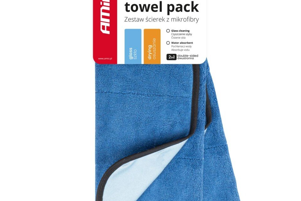 Microfibra pentru spalat, curatat geamuri si uscarea masinii 2in1 30x40 cm 630g AMIO-03747