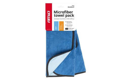Microfibra pentru spalat, curatat geamuri si uscarea masinii 2in1 30x40 cm 630g AMIO-03747