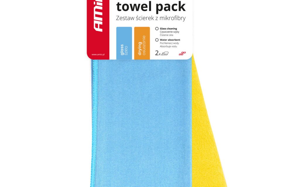 Set Mikrofasertücher zum Trocknen von Fenstern und Fenstern 30x40cm 300/600g 2 Stück AMIO-03749