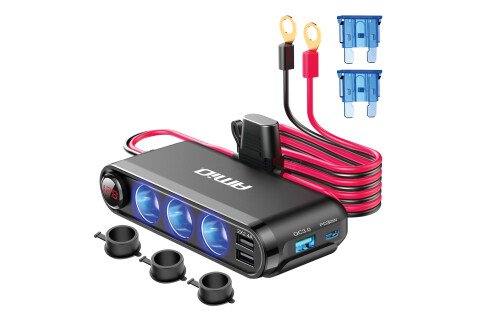 Διανομέας Splitter Tee Αναπτήρας + Βολτόμετρο USB Φορτιστής USB-C 12V 24V AMIO-03782