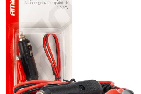 Adaptér do zapalovače cigaret s výstupem krokosvorky 12V 24V 60cm AMIO-03802
