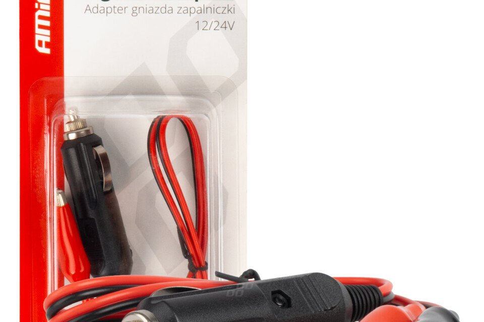Адаптер за гнездо за запалка с крокодил изход 12V 24V 60cm AMIO-03802