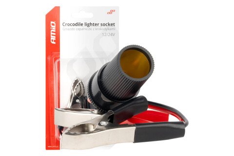 Adaptér krokosvorky do zásuvky zapalovače 12V 24V 15cm AMIO-03803