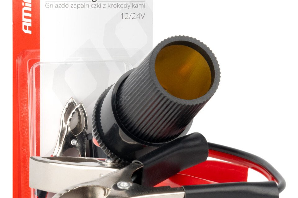 Adaptér krokosvorky do zásuvky zapalovače 12V 24V 15cm AMIO-03803