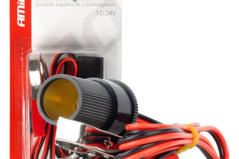 Adapter za utičnicu za upaljač za cigarete s izlazom krokodil kopče 12V 24V 100cm AMIO-03804