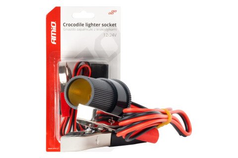 Adapter za utičnicu za upaljač za cigarete s izlazom krokodil kopče 12V 24V 100cm AMIO-03804