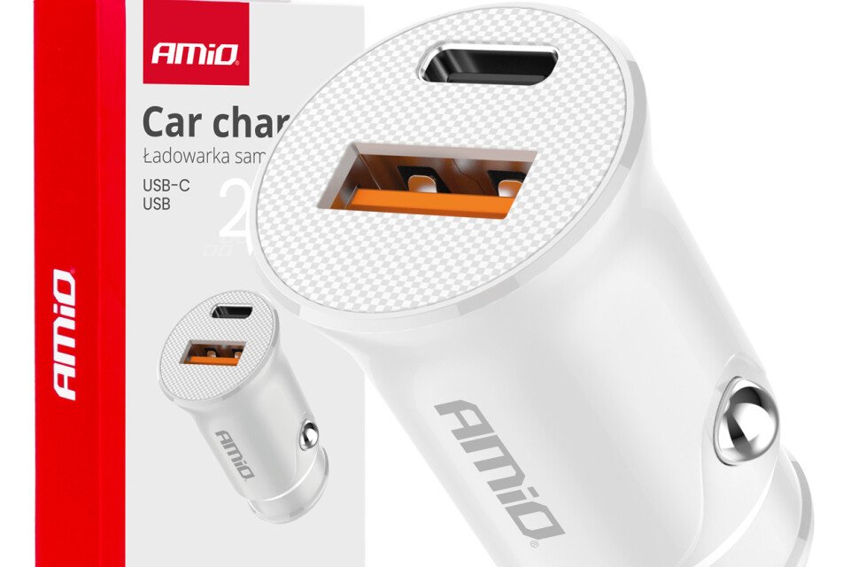 USB-A + USB-C 20V auto punjač AMIO-03877