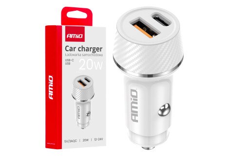 USB-A + USB-C 20V auto punjač AMIO-03878