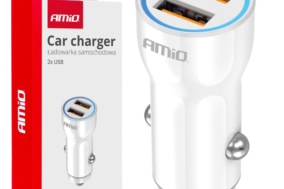 Avtopolnilec 2x USB-A 20W AMIO-03879