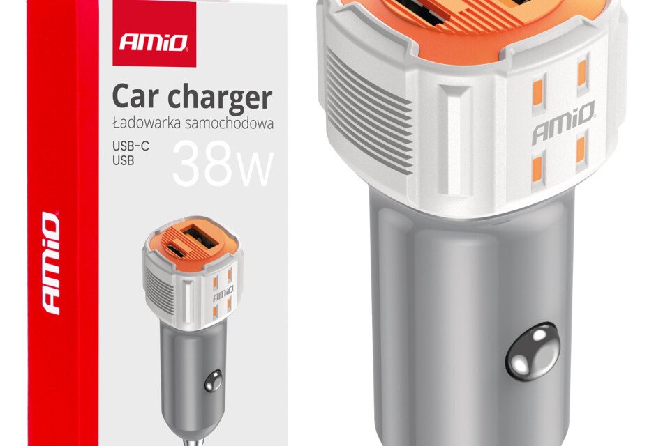 USB-A+ USB-C 38W avtopolnilec AMIO-03883