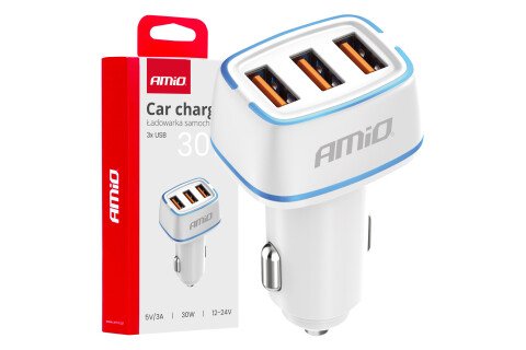 Auto punjač 3k USB-A 30V AMIO-03889