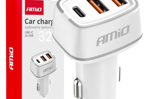 Auto punjač 2k USB-A + USB-C 32V AMIO-03890