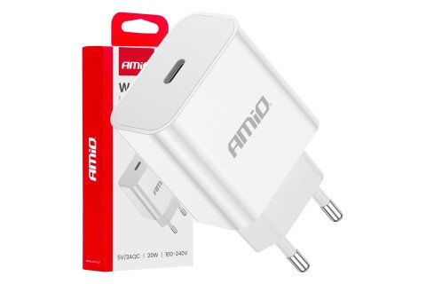 Ładowarka sieciowa 230V 20W USB-C AMIO-03891